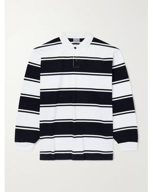 Balenciaga Stripe Cotton Polo Shirt - Blue