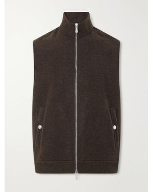 Eleventy Brushed-Wool Zip-Up Gilet - Brown