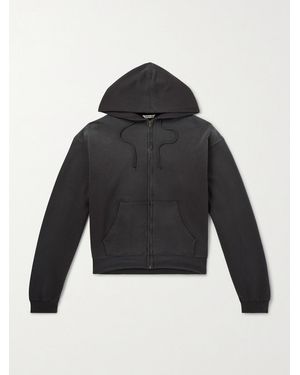 AURALEE Product Dyed Pima Cotton Zip-Up Hoodie - Black