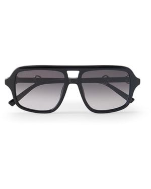 Gucci Aviator-Style Horsebit-Embellished Acetate Sunglasses - Black