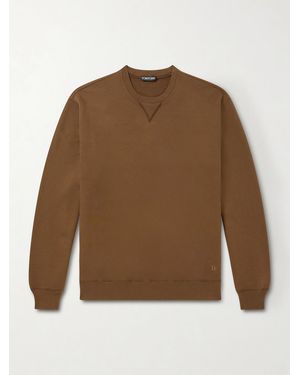 Tom Ford Logo-embroidered Cotton-jersey Sweatshirt - Brown