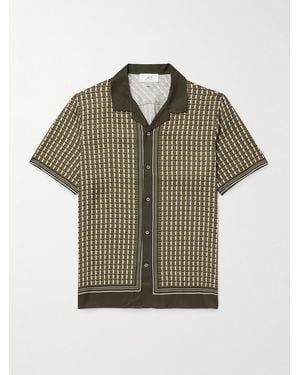 MR P. Camp-Collar Printed Ecovero-Twill Shirt - Green