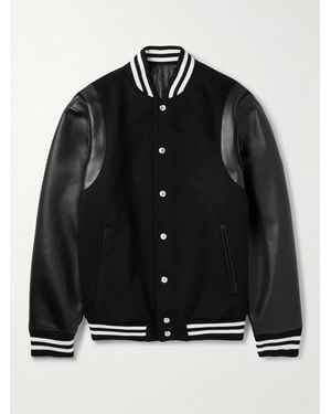Balmain Logo-Appliquéd Wool And Leather Varsity Jacket - Black