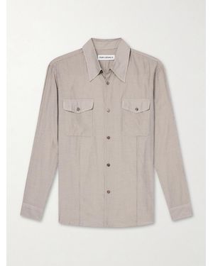 Our Legacy Plough Checked Cotton And Silk-blend Shirt - White