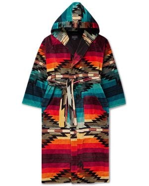 Pendleton Saltillo Hooded Cotton-Terry Jacquard Robe - Red