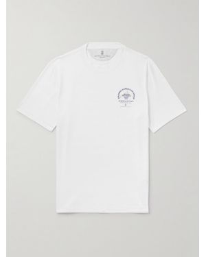 Brunello Cucinelli Logo-Print Cotton-Piqué T-Shirt - White