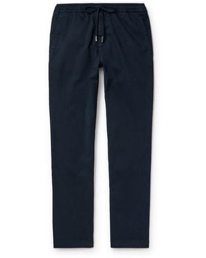 MR P. Straight-Leg Cotton-Blend Twill Drawstring Pants - Blue