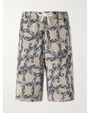 Loewe Paula's Ibiza Straight-Leg Printed Cotton-Blend Shorts - Grey