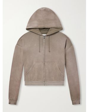 Maison Margiela Distressed Cotton-Jersey Zip-Up Hoodie - Natural