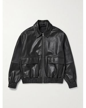Studio Nicholson Piston Leather Bomber Jacket - Black