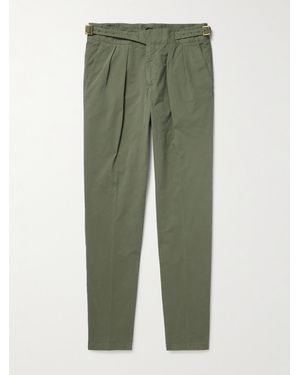 Rubinacci Manny Straight-Leg Pleated Cotton-Twill Trousers - Green