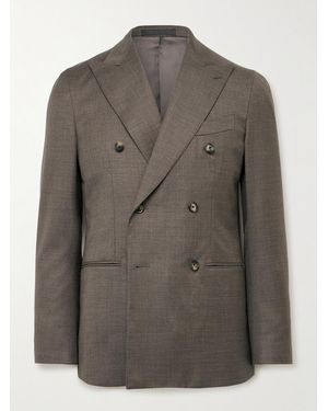 Caruso Double-Breasted Wool-Twill Suit Jacket - Brown