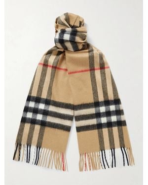 Burberry Fringed Checked Cashmere Scarf - Multicolour