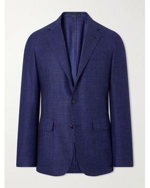 dunhill Checked Wool, Silk And Cashmere-Blend Blazer - Blue