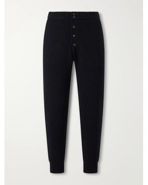 Dries Van Noten Meru Tapered Ribbed Wool Joggers - Blue