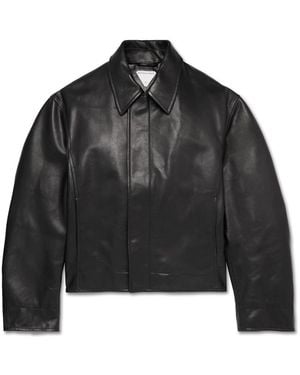 Bottega Veneta Textured-Leather Blouson Jacket - Black