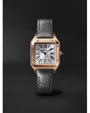 Cartier Santos-Dumont Small 38Mm 18-Karat Rose And Alligator Watch, Ref. No. Wssa0086 - Black