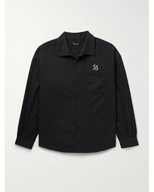 Visvim Palmer Convertible-Collar Embroidered Cotton-Twill Shirt - Black
