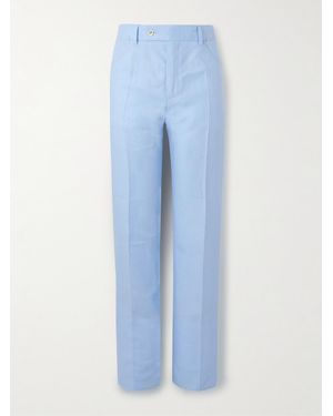 Dolce & Gabbana Straight-Leg Linen Trousers - Blue