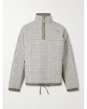 STORY mfg. Mineral Quilted Checked Organic Cotton Half-Zip Jumper - Grey