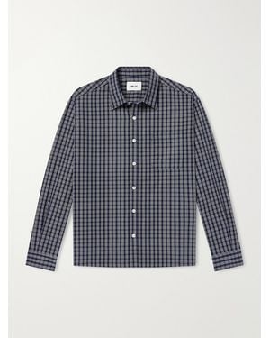 NN07 Deon 50035 Checked Woven Organic Cotton Shirt - Blue