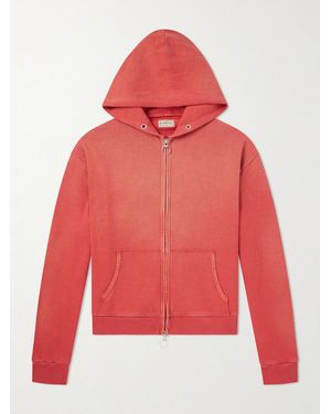 Kapital Distressed Cotton-Jersey Zip-Up Hoodie - Red
