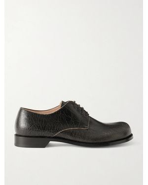 Loewe Campo Cracked-leather Derby Shoes - Black