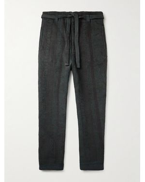 Kartik Research Kantha Fauji Straight-Leg Cotton Trousers - Grey