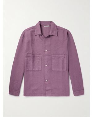 A Kind Of Guise Sayan Garment-dyed Crinkled Cotton Overshirt - Purple
