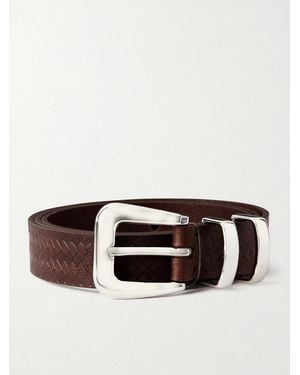 Brunello Cucinelli 2Cm Croc-Effect Leather Belt - Brown