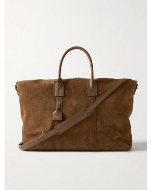 Saint Laurent Tote aus Veloursleder mit Lederbesatz - Braun
