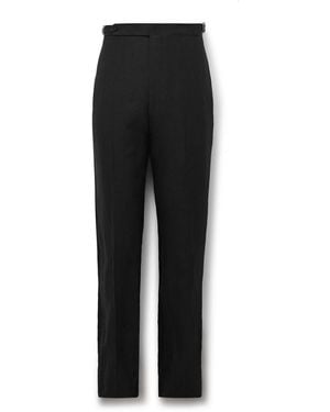 De Petrillo Slim-fit Linen Tuxedo Pants - Black