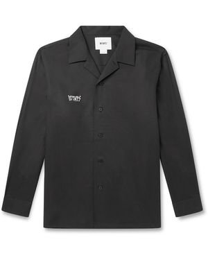 WTAPS Camp-Collar Logo-Embroidered Lyocell And Cotton-Blend Twill Shirt - Black