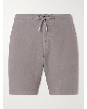 MR P. Straight-Leg Garment-Dyed Linen Drawstring Bermuda Shorts - Grey
