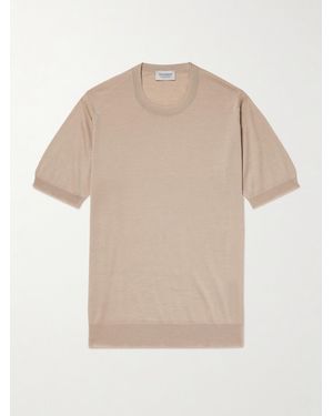 John Smedley Hilcote Merino Wool And Sea Island Cotton-blend T-shirt - Natural