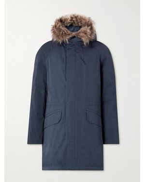 Yves Salomon Iconic Shearling-Trimmed Padded Cotton-Blend Twill Down Parka - Blue