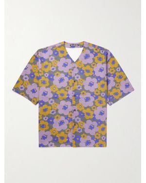 Acne Studios Printed Organic Cotton-Poplin Shirt - Blue