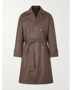 De Bonne Facture Grandad Double-Breasted Wool And Cotton-Blend Coat - Brown