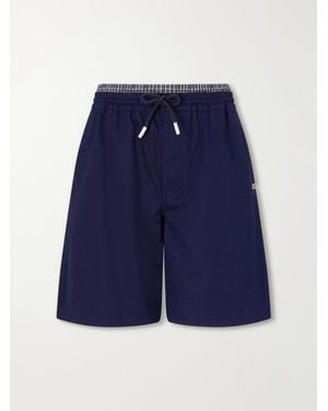 Loewe Straight-Leg Anagram-Embroidered Cotton-Twill Drawstring Shorts - Blue