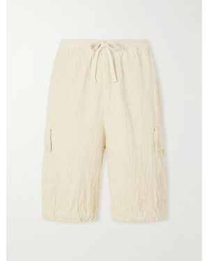 Barena Wide-Leg Cotton-Corduroy Cargo Shorts - Natural