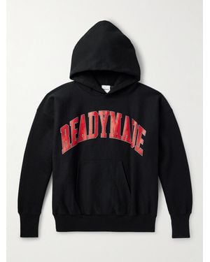 READYMADE Logo-Print Cotton-Blend Jersey Hoodie - Black