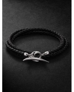 Shaun Leane Quill Sterling And Braided Leather Bracelet - Black