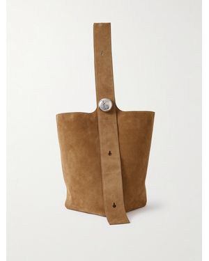 Loewe Large Pebble Suede Bucket Bag - White