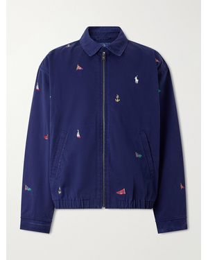 Polo Ralph Lauren Logo-Embroidered Cotton-Twill Blouson Jacket - Blue