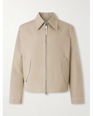 Ami Paris Cropped Cotton-Sateen Blouson Jacket - Natural