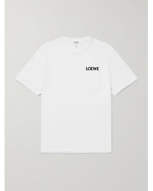 Loewe Logo-Embroidered Cotton-Blend Jersey T-Shirt - White