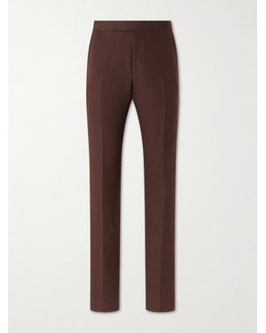 Ralph Lauren Straight-Leg Silk And Linen-Blend Suit Trousers - Brown