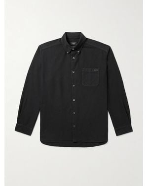 A.P.C. Mateo Button-Down Collar Logo-Embroidered Organic Cotton Shirt - Black