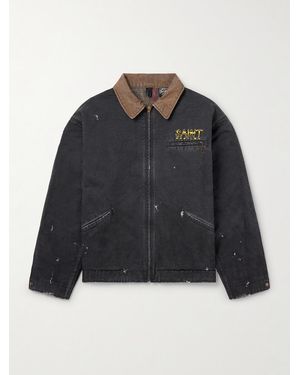 SAINT Mxxxxxx Babylon Detroit Logo-Embroidered Cotton Jacket - Blue