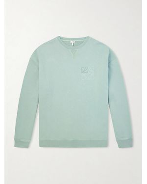 Loewe Logo-embroidered Printed Cotton-jersey Sweatshirt - Green